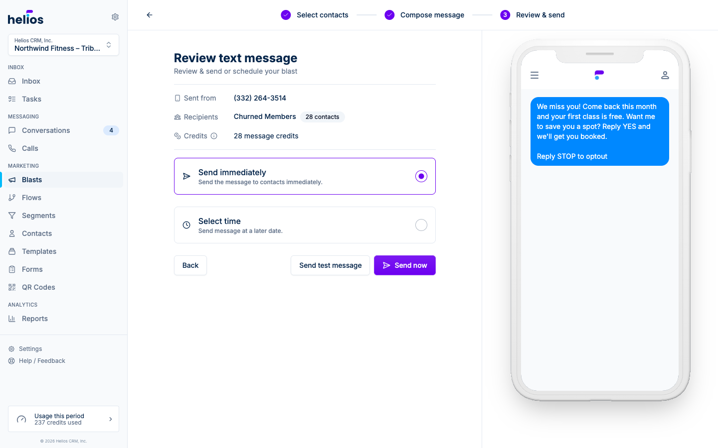 Review & send with scheduling options