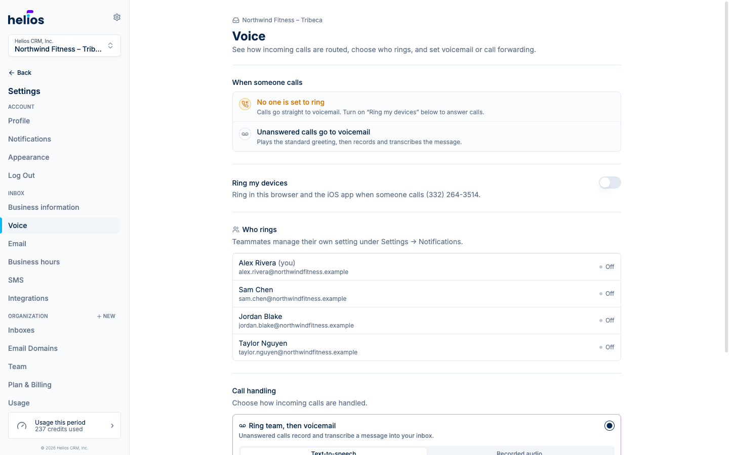 Voice settings