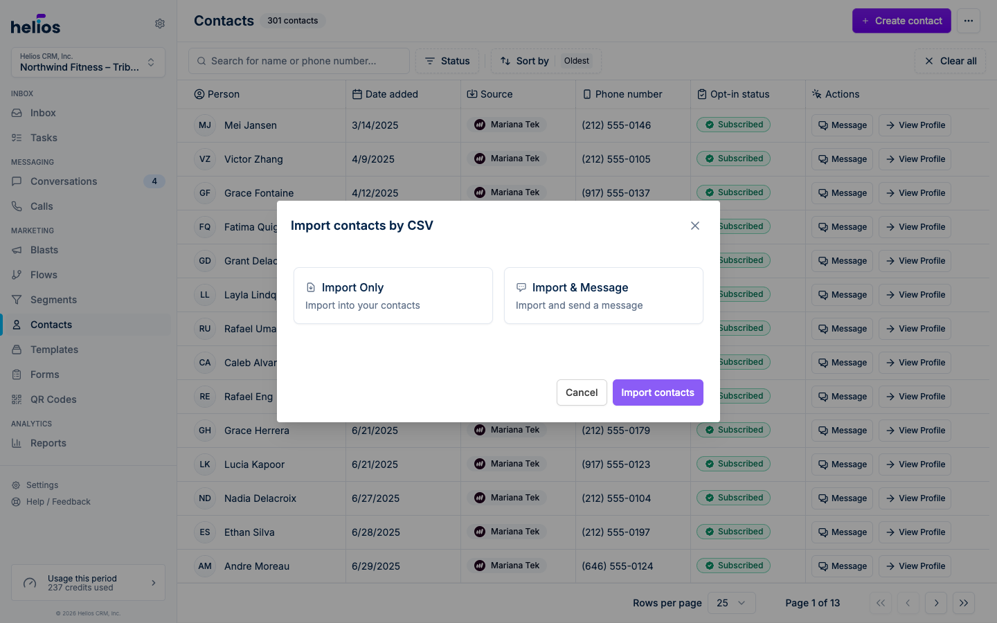 The import modal