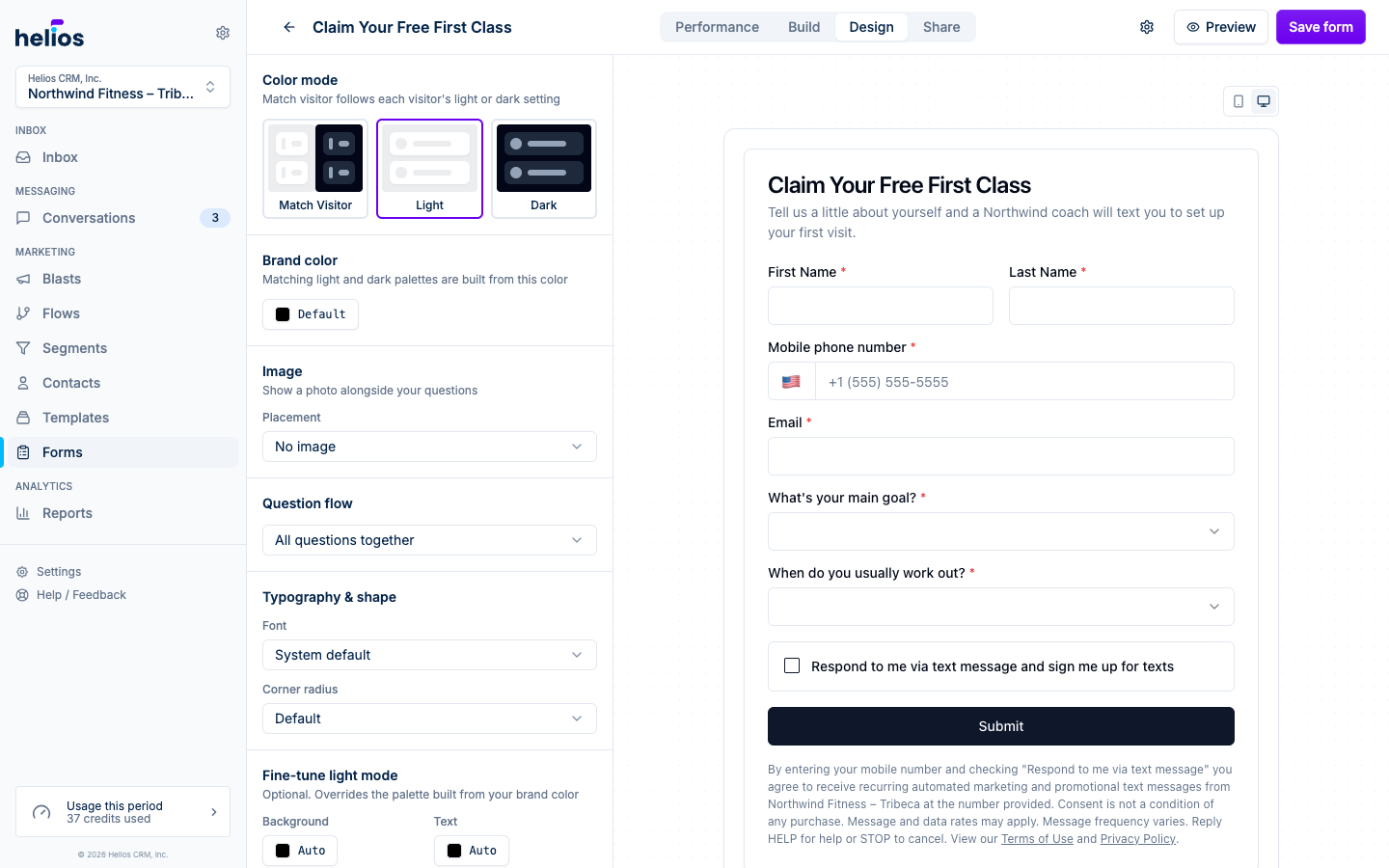 The redesigned form Design tab