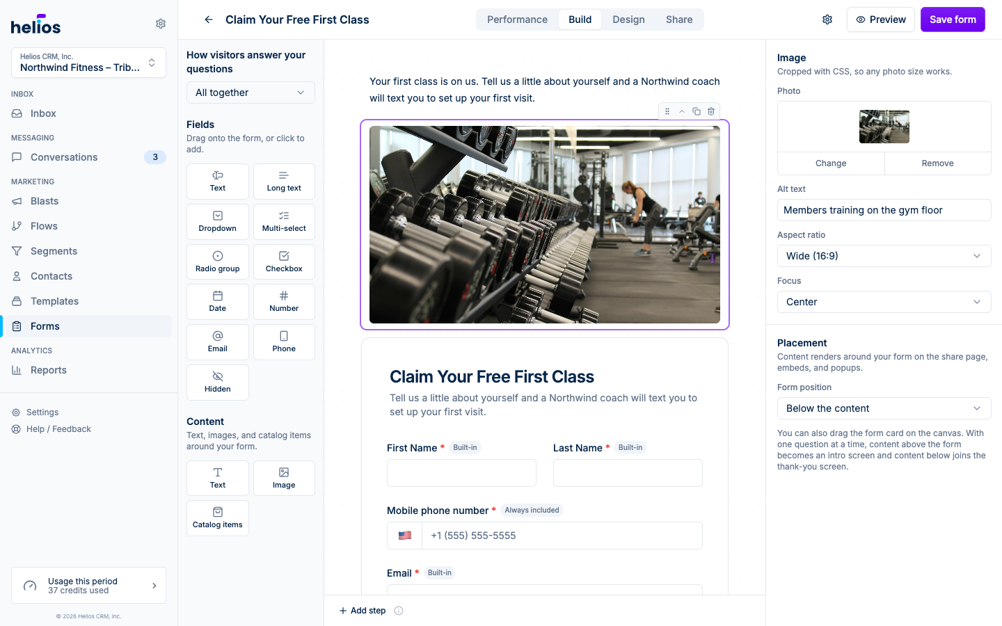 Content blocks on the Build canvas