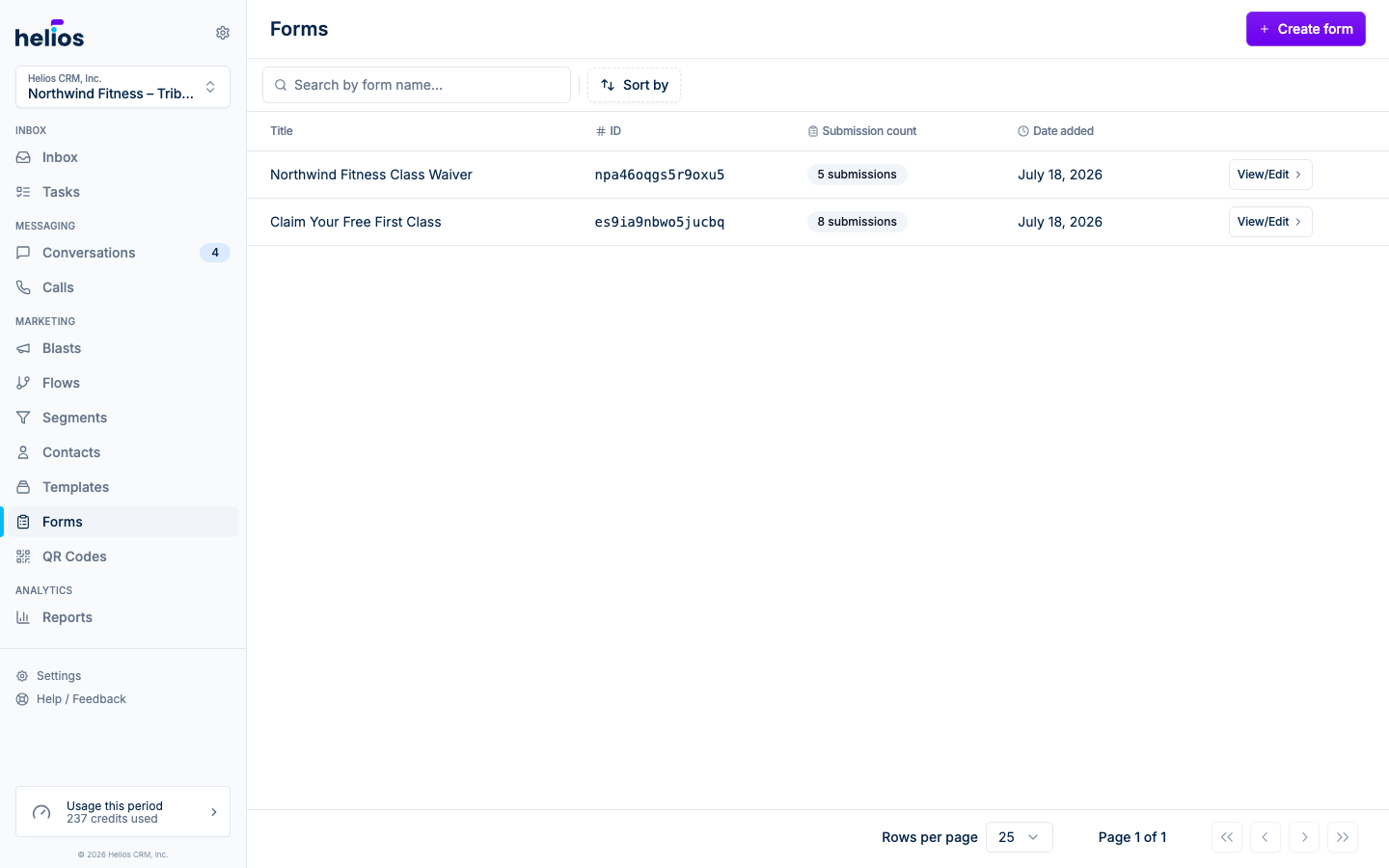The Forms page