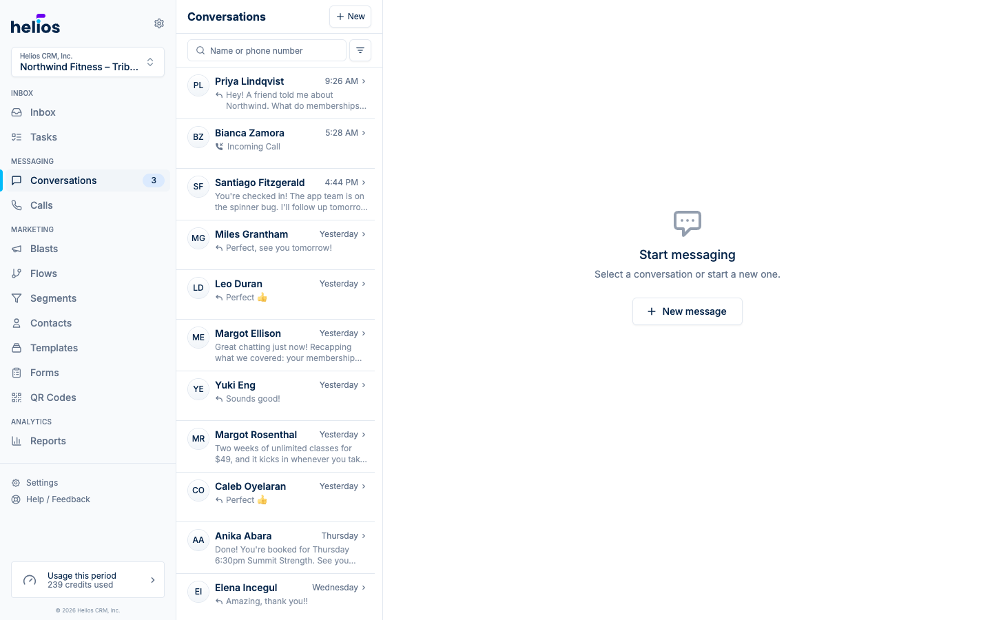 The Conversations page