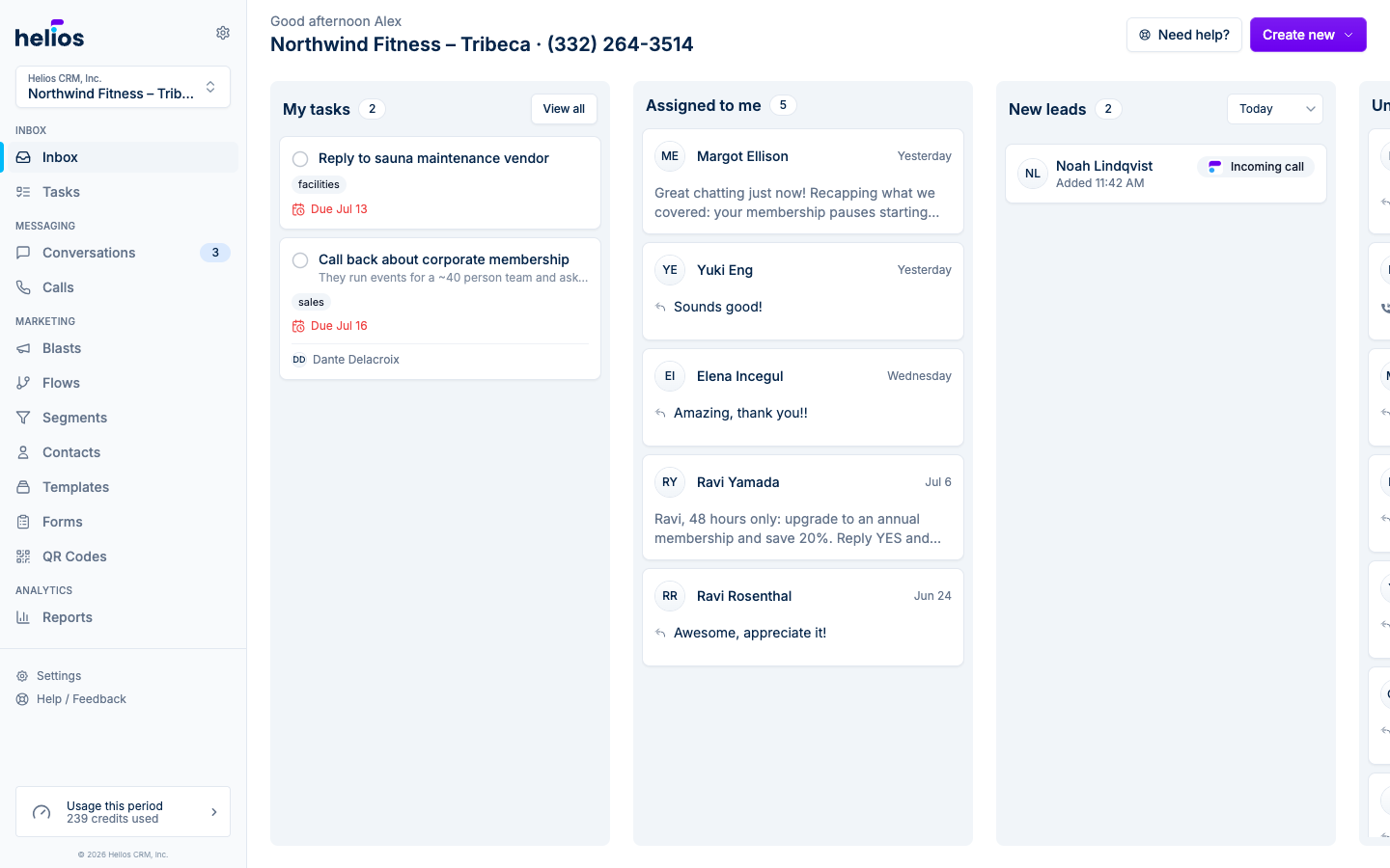 The Inbox dashboard after onboarding