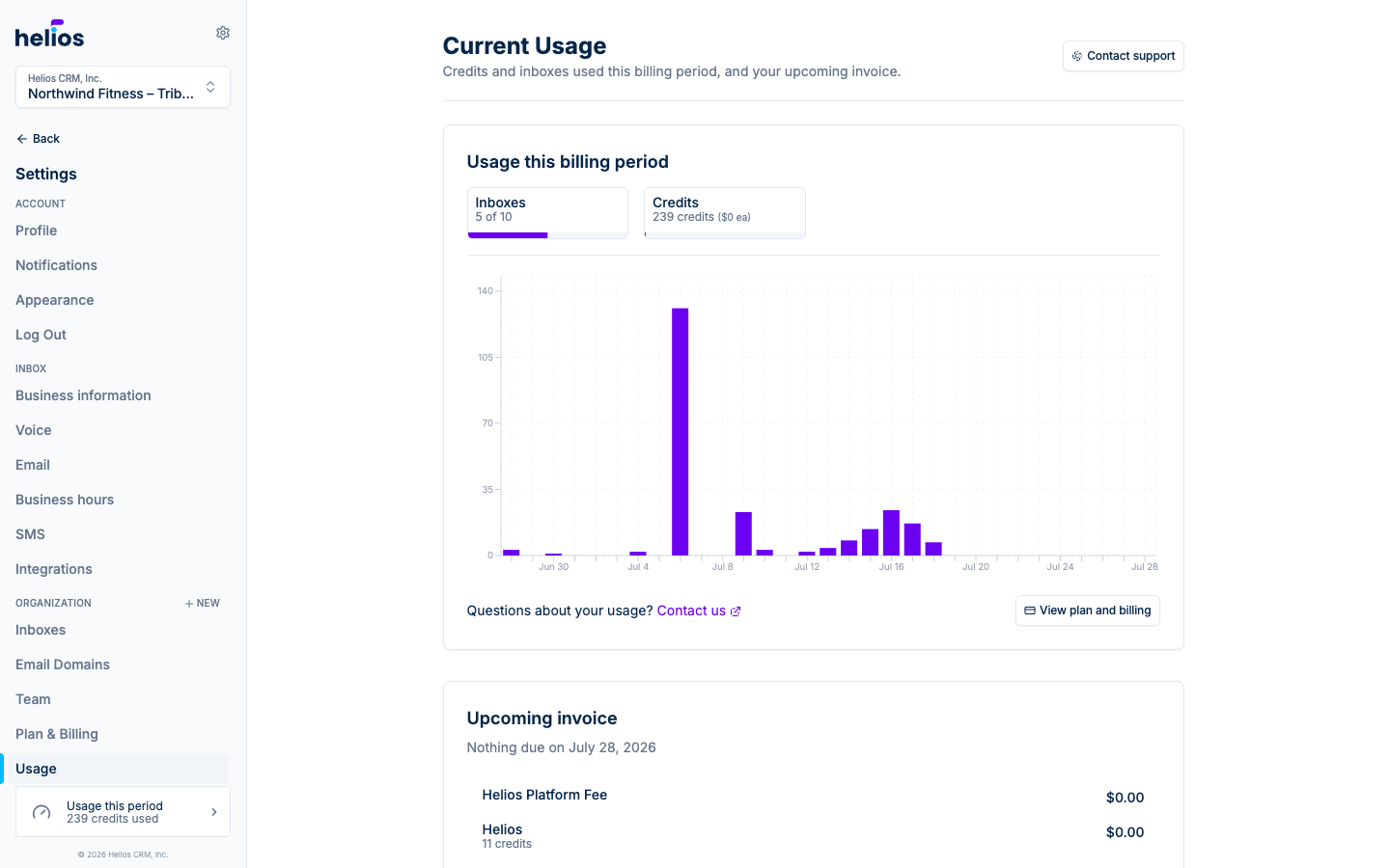 The Usage page