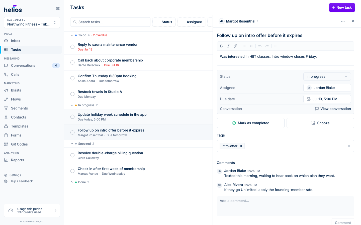 The task detail panel