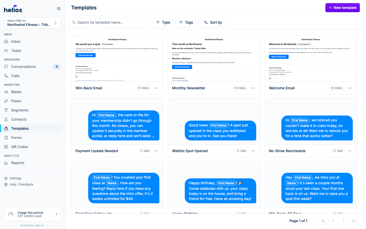 The Templates page